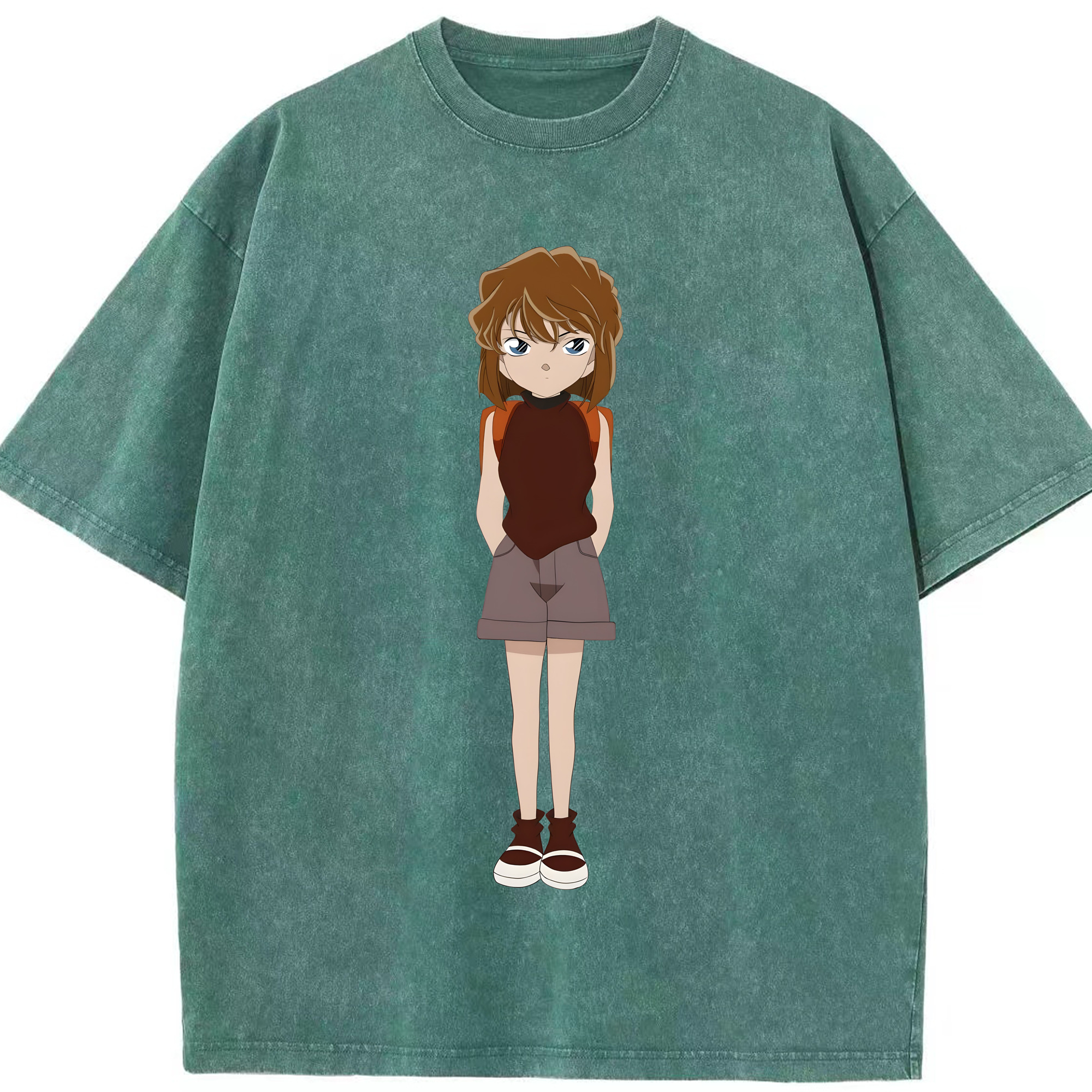 （画像用） 名探偵コナン 灰原 哀 はいばら あい Detective Conan Anita Hailey、Vi Graythorn Haibara Ai 綿100% ヴィンテージ風 半袖Tシャツ（フロントプリント）
